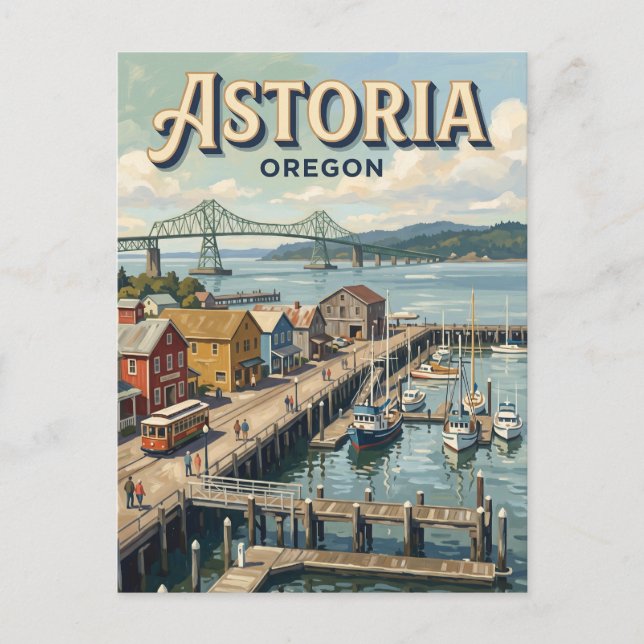 Astoria Riverfront Oregon Postcard (Front)