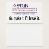 ASTQB Certified Software Tester You make it card (Front & Back)