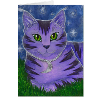 Astra Celestial Moon Stars Cat Fantasy Art Card