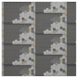 Astract Geometric Chevron Grey Yellow Hexagon Fabric