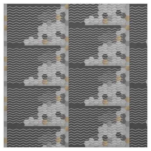 Astract Geometric Chevron Grey Yellow Hexagon Fabric