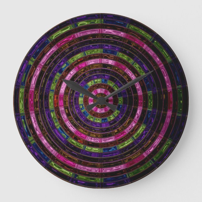 Astract Stained Glass Mosaic Pattern #5 Large Clock (Front)