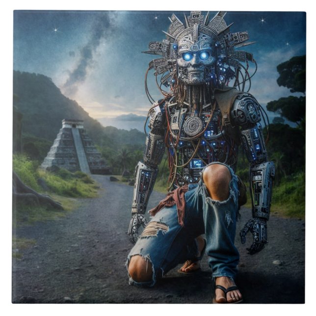 Astral Blue Jeans Warrior Ceramic Tile (Front)