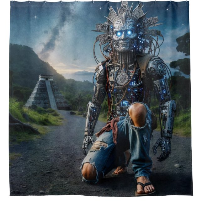 Astral Blue Jeans Warrior Shower Curtain (Front)