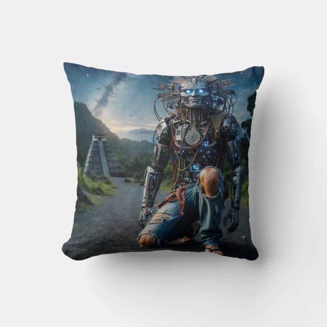 Astral Blue Jeans Warrior Throw Pillow (Front)