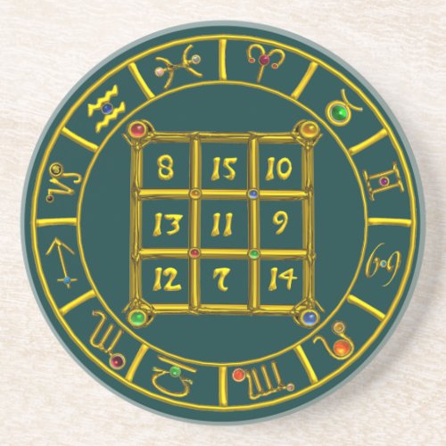 ASTRAL CODE  MAGIC SQUARE 33 green Drink Coaster