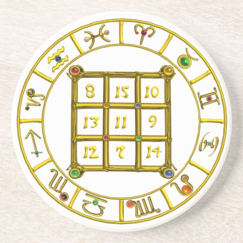 ASTRAL CODE  MAGIC SQUARE 33white Sandstone Coaster