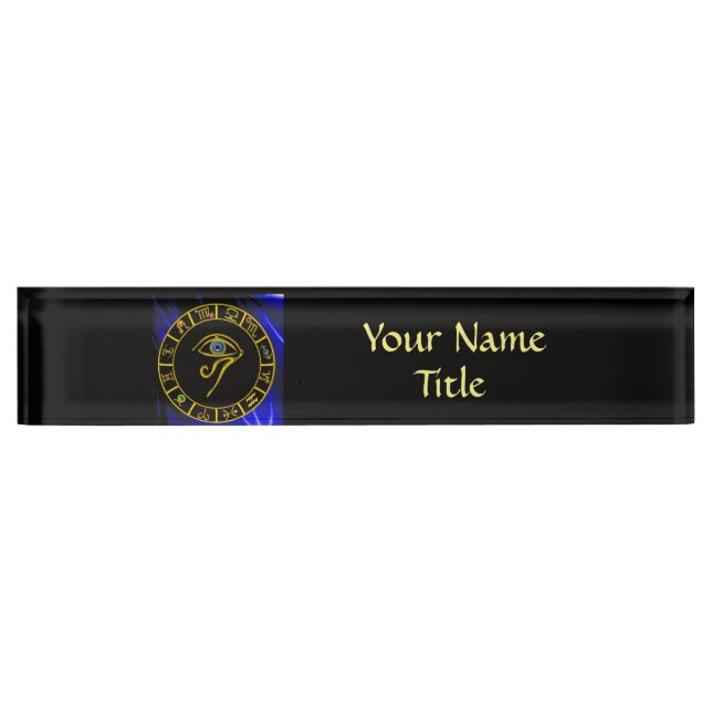ASTRAL EYE / BLUE TALISMAN AND ZODIAC SIGNS DESK NAME PLATE (Front)