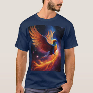Astral Flame: Nebula Phoenix Design T-shirt