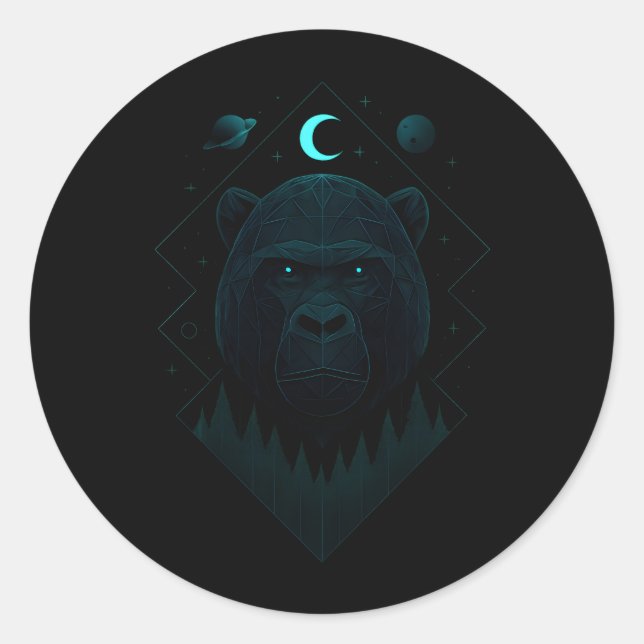 Astral Gorilla - Cosmic Primate Power Classic Round Sticker (Front)