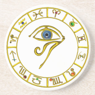 ASTRAL HORUS EYE,BLUE TALISMAN Astrology Chart Coaster