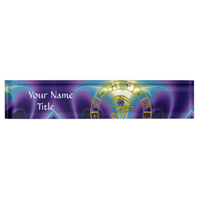 ASTRAL HORUS EYE,BLUE TALISMAN Astrology Chart Desk Name Plate (Front)