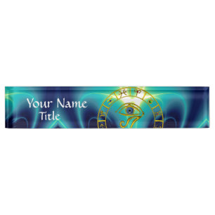 ASTRAL HORUS EYE,BLUE TALISMAN Astrology Zodiac Nameplate