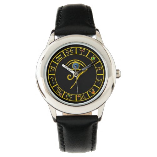 ASTRAL HORUS EYEBLUE TALISMAN GOLD ZODIACAL SIGNS WATCH