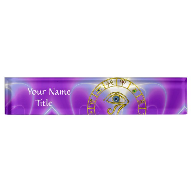 ASTRAL HORUS EYE,BLUE TALISMAN Zodiac Chart ,Pink Name Plate (Front)