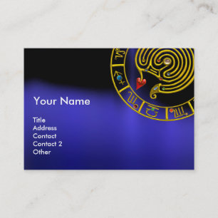 ASTRAL LABYRINTH,ASTROLOGY ZODIAC CHART Black Blue Business Card