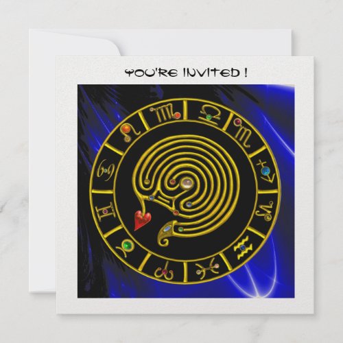 ASTRAL LABYRINTH  black and white blue ice Invitation