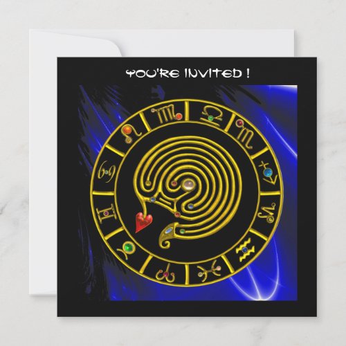 ASTRAL LABYRINTH  black and white blue Invitation