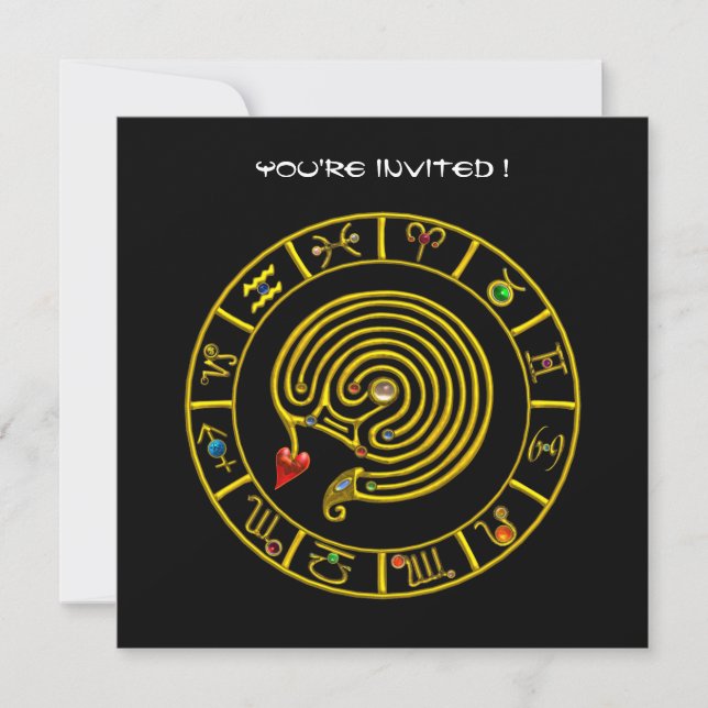 ASTRAL LABYRINTH , black and white ,blue red Invitation (Front)