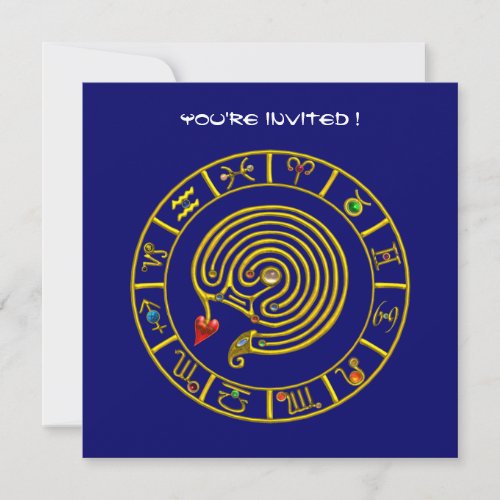 ASTRAL LABYRINTH  black and white blue red Invitation
