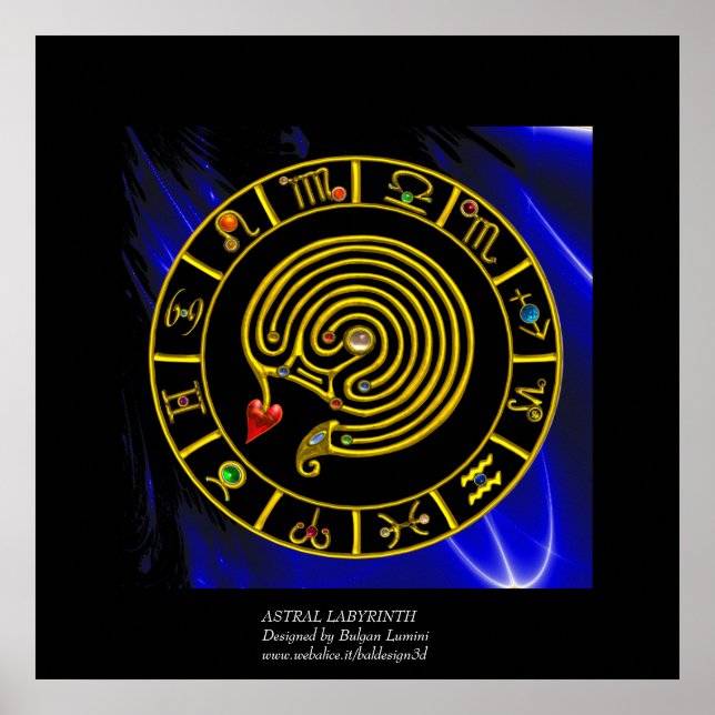 ASTRAL LABYRINTH GOLD ZODIAC CHART Astrology (Front)