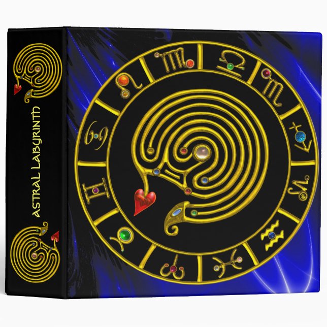 ASTRAL LABYRINTH GOLD ZODIAC CHART Astrology Binder (Front/Spine)