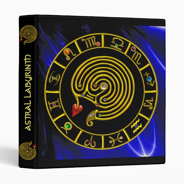 ASTRAL LABYRINTH GOLD ZODIAC CHART Astrology Binder (Front/Spine)
