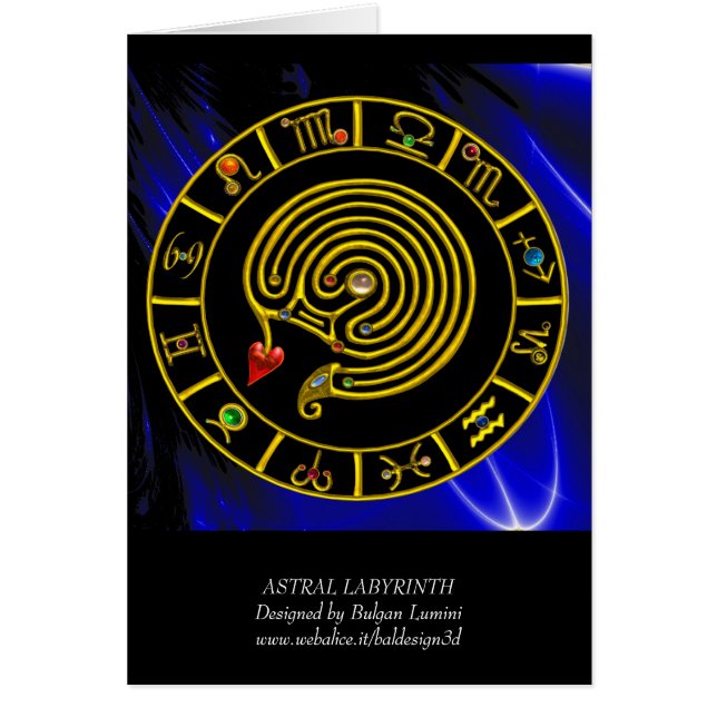 ASTRAL LABYRINTH GOLD ZODIAC CHART Astrology Cards (Front)