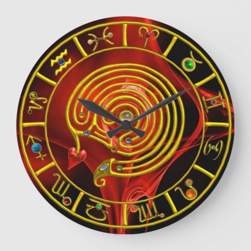 ASTRAL LABYRINTH GOLD ZODIAC CHART Astrology Large Clock