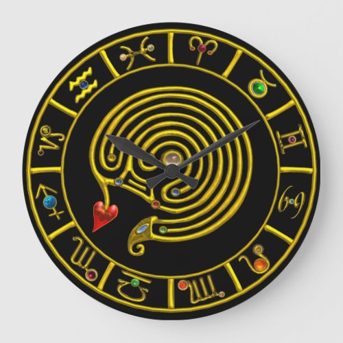 ASTRAL LABYRINTH GOLD ZODIAC CHART Astrology Large Clock