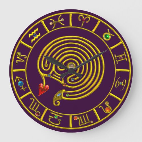 ASTRAL LABYRINTH GOLD ZODIAC CHART Astrology Large Clock