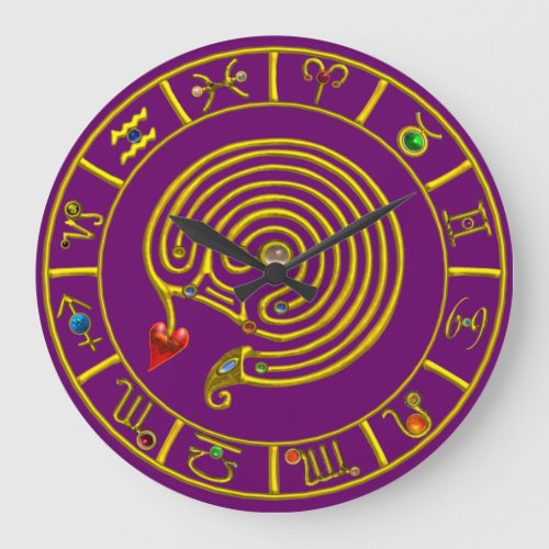 ASTRAL LABYRINTH GOLD ZODIAC CHART Astrology Large Clock