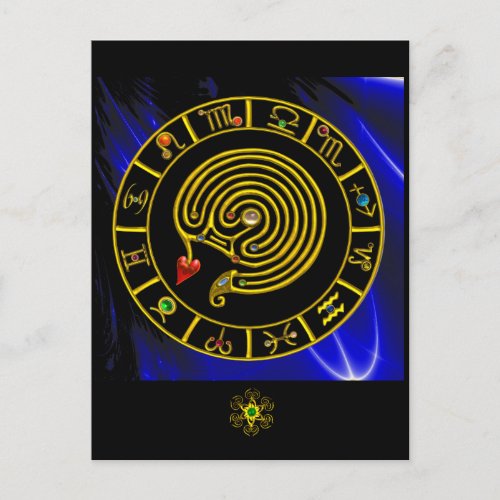 ASTRAL LABYRINTH GOLD ZODIAC CHART Astrology Postcard