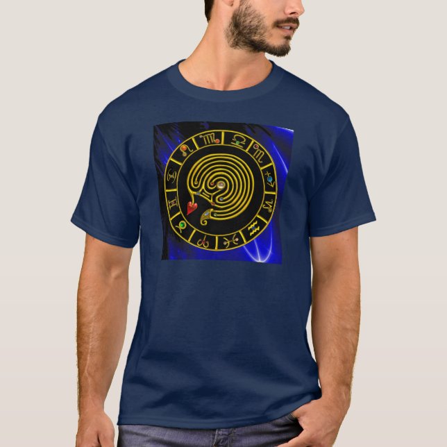 ASTRAL LABYRINTH GOLD ZODIAC CHART Astrology T-Shirt (Front)