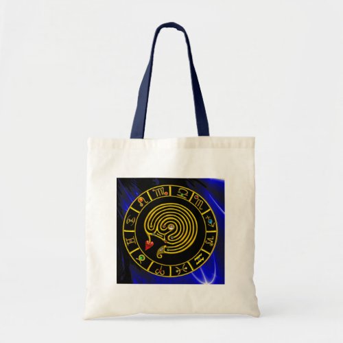 ASTRAL LABYRINTH GOLD ZODIAC CHART Astrology Tote Bag