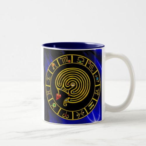 ASTRAL LABYRINTH GOLD ZODIAC CHART Astrology Two_Tone Coffee Mug