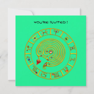 ASTRAL LABYRINTH , white green ,blue red Invitation