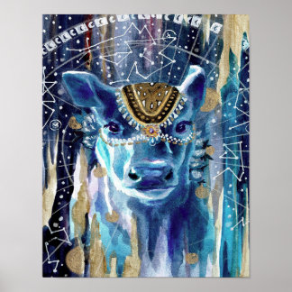 Astral Moon Cow Mandala| gift for cow lover Poster