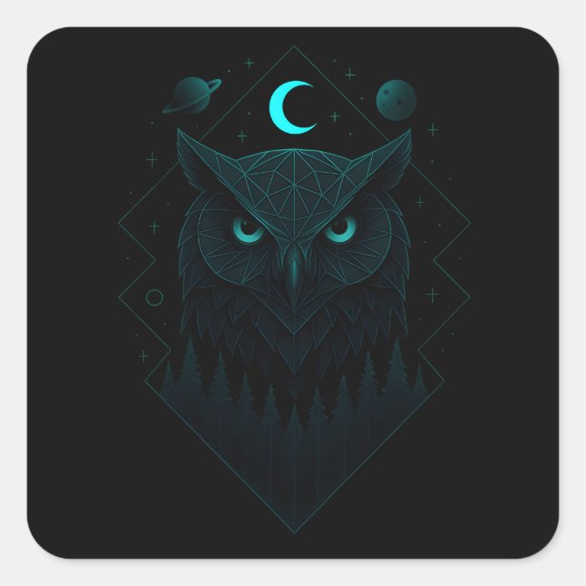 Astral Owl - Cosmic Night Wisdom Square Sticker (Front)