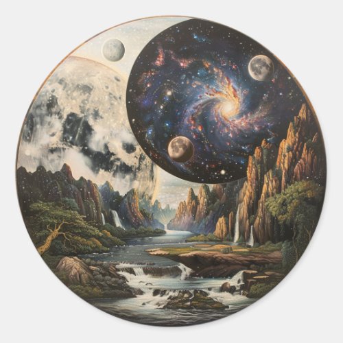 Astral Symmetry Merging Nature and Universe Classic Round Sticker