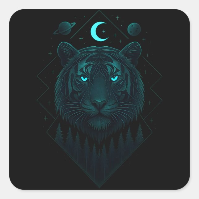 Astral Tiger - Cosmic Blaze Predator Square Sticker (Front)