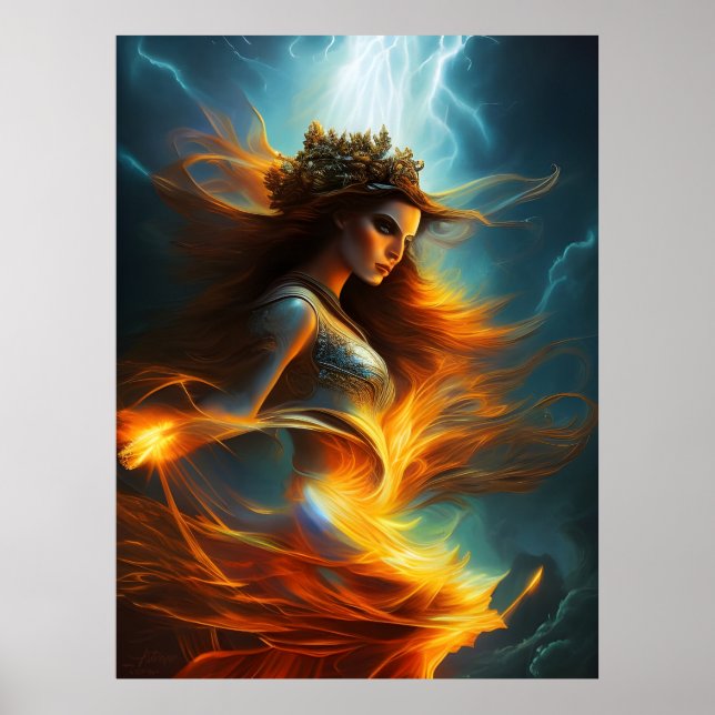 Astrape AI Fantasy Digital Art Print Greek Goddess (Front)