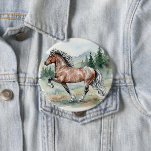 Astrid Tolting Icelandic Horse watercolor Button