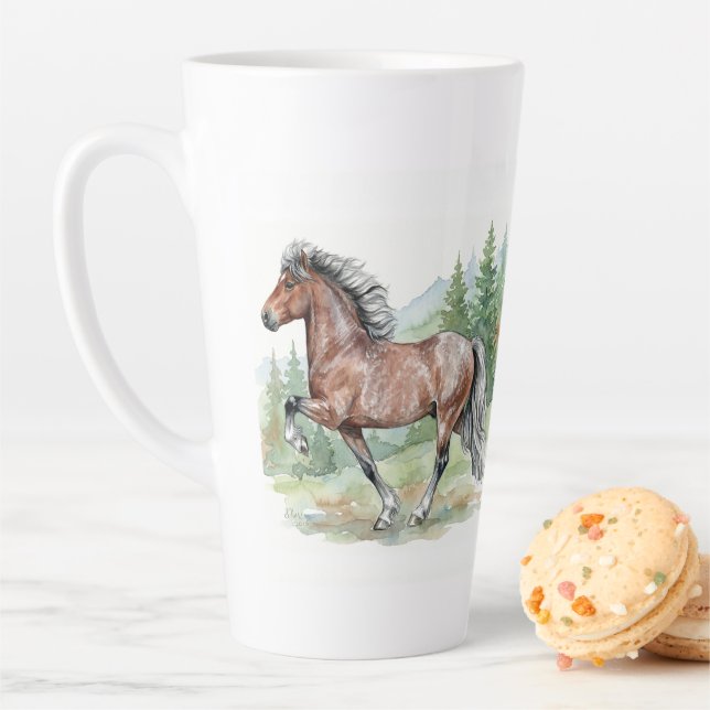 Astrid Watercolor Icelandic Horse Latte Mug (In Situ)