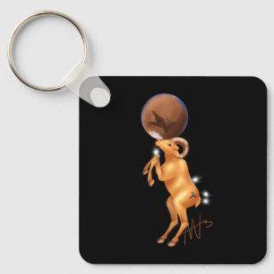 Astro Aries Mars Zodiac Metal Keychain