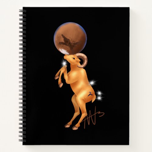 Astro Aries Mars Zodiac Spiral Notebook