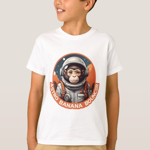 Astro Banana Bouncer Cute Monkey Astornaut Kids T_Shirt