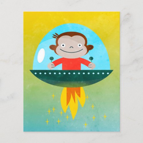 Astro Monkey Funny Monkey Design Faux Canvas Flyer