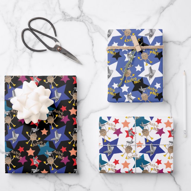 Astro Nut Stars Wrapping Paper Sheets (Front)