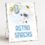 Astro Snacks Astronaut Blue Gold Space Birthday Poster